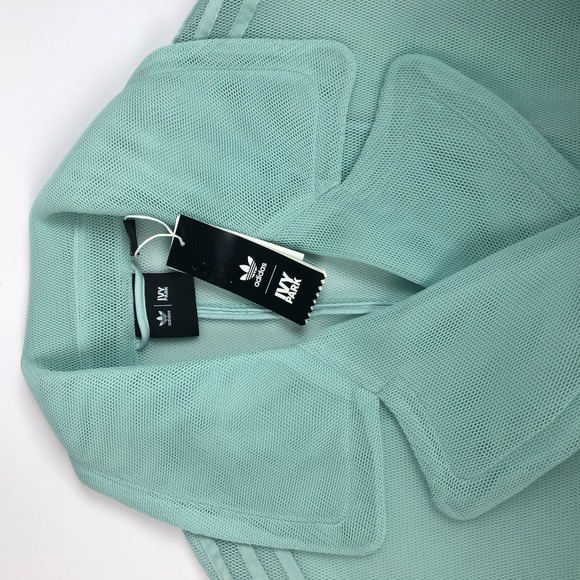 Beyonce Ivy Park Adidas S Long Mesh Mint Green Trench Coat NWT - Picture 8 of 11
